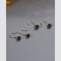 复古甜美石榴石耳环14k包金小耳坠高级感耳钩小众百搭耳饰女50150