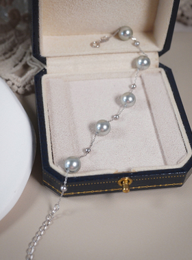 大小灰珍珠手链气质满天星手串