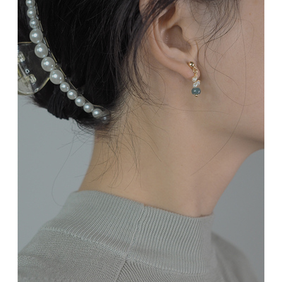 小众设计感翡翠绕珍珠耳夹无耳洞耳骨夹清新复古百搭耳环女10845