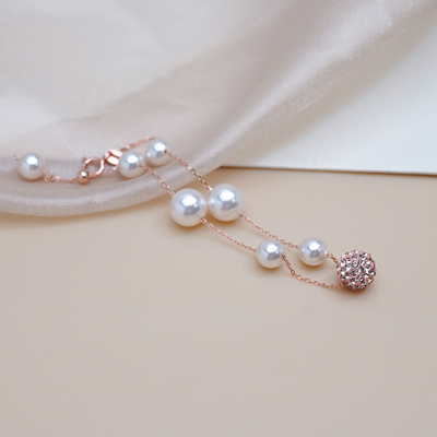 小众轻奢高级感水晶球珍珠手链925纯银时尚通勤气质手串百搭50804