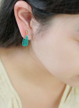 法式优雅气质三层绿松石u型耳夹复古小众耳骨夹清冷感耳环510160