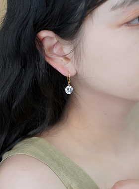 小众简约气质白锆石耳挂925纯银耳钩通勤百搭耳环日韩时尚女50548