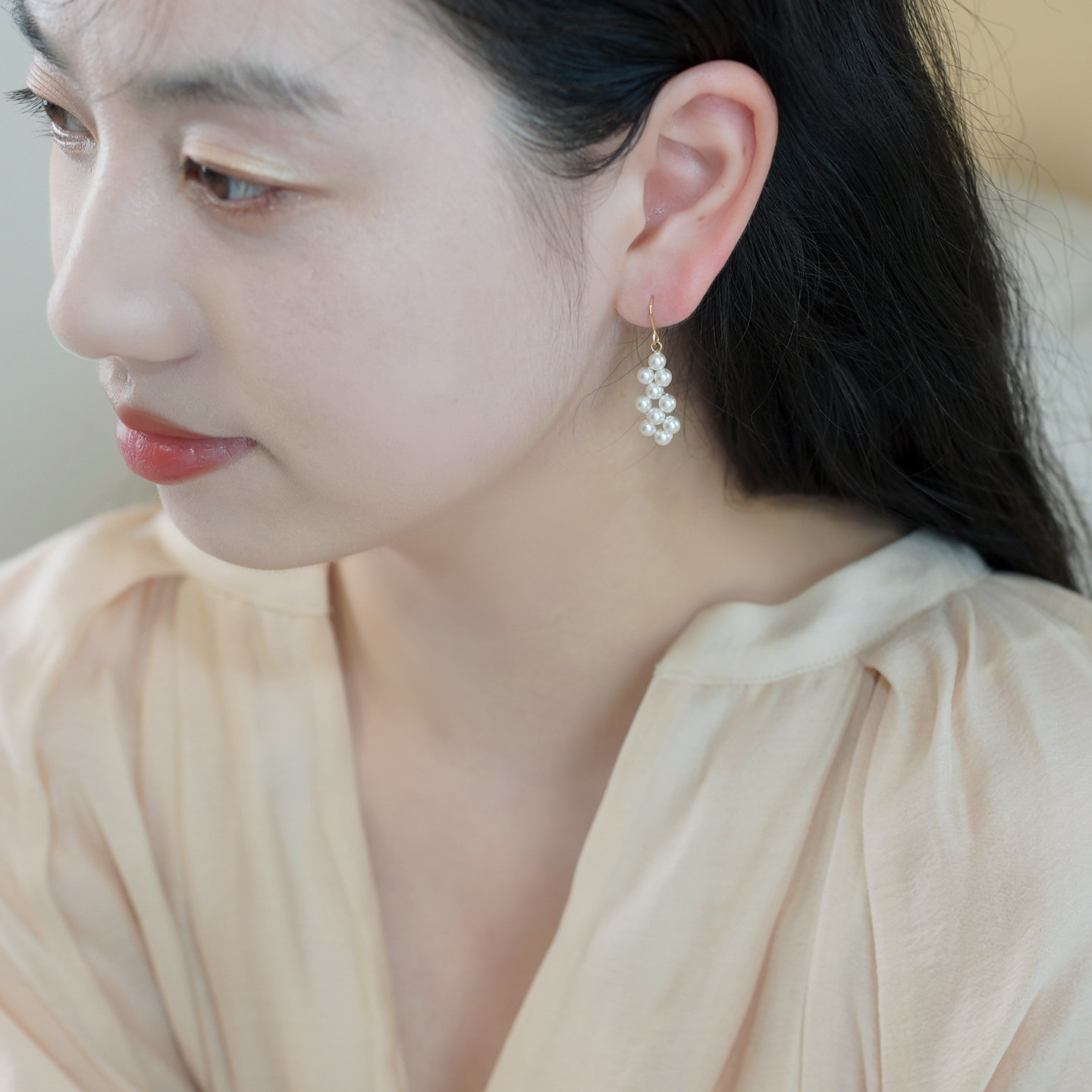 小众轻奢高级感编织珍珠耳环14k包金优雅气质耳钩时尚通勤女50826