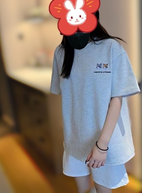 ADER春夏联名狐狸简约刺绣百搭宽松T恤男女情侣短袖潮牌黑色半袖