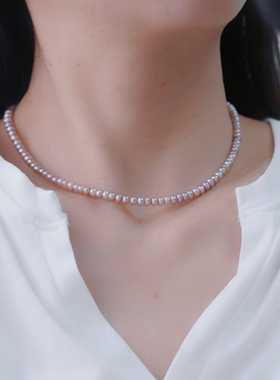 黛蓝 糖果5-5.5mm近圆无核淡水珍珠项链彩虹糖