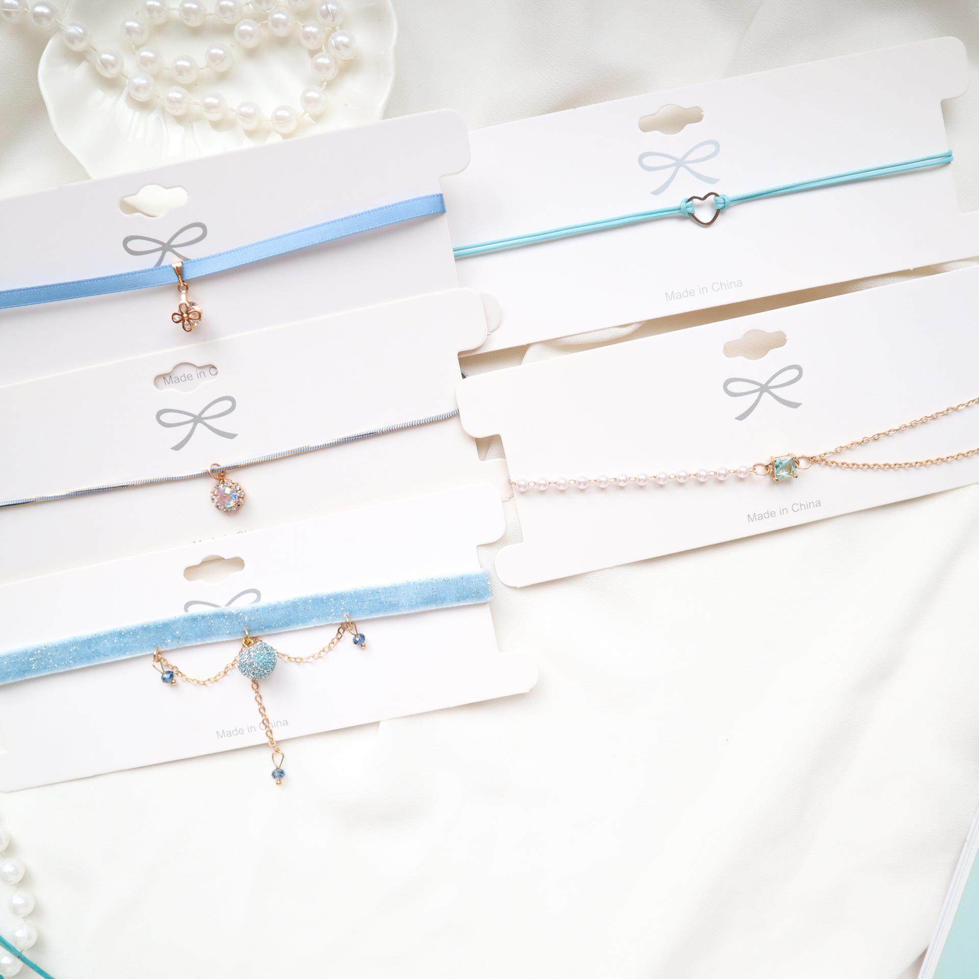 2020新款项链超仙气森系少女冰蓝色项圈拼接颈链choker锁骨链脖链