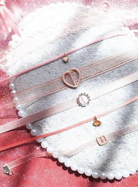 choker日韩风仙女蕾丝粉色锁骨链