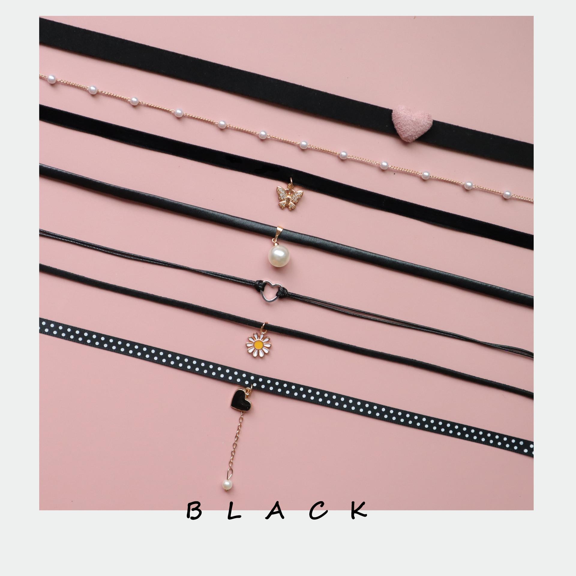 choker日系黑色超仙女风珍珠吊坠