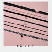 日系软妹黑色超仙女颈带蝴蝶小锥菊珍珠吊坠项圈Choker颈链项链女