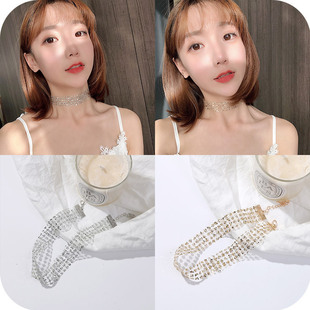 韩国简约金色蕾丝隐形项链chocker锁骨链女脖子饰品短款颈带颈链