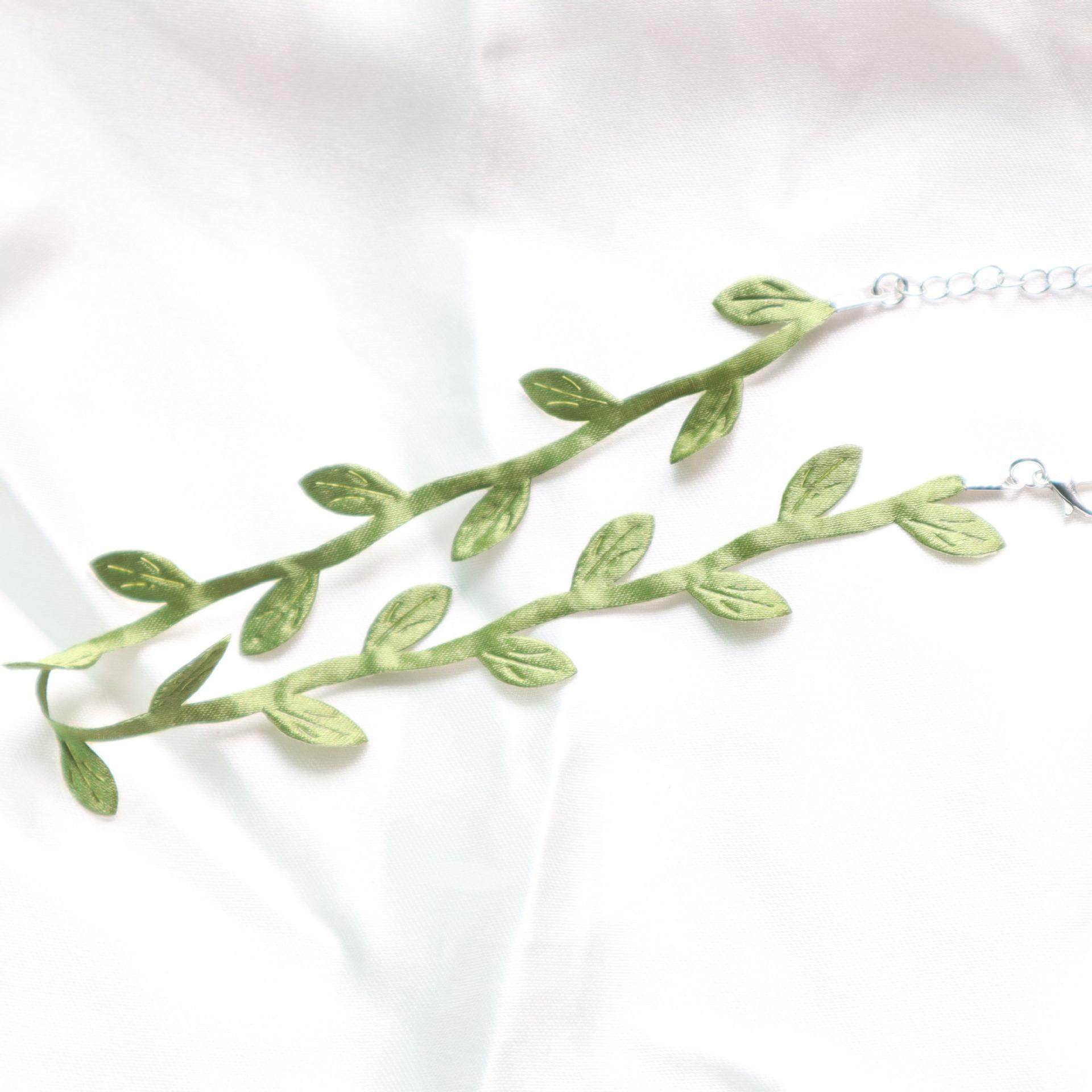网红项链女夏日小清新绿叶choker颈带颈链项圈脖子饰品锁骨链
