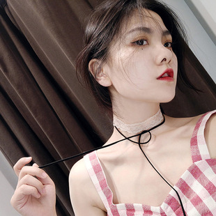 chocker黑色皮绳蕾丝项链韩国超仙网红简约颈带学生锁骨链颈饰女