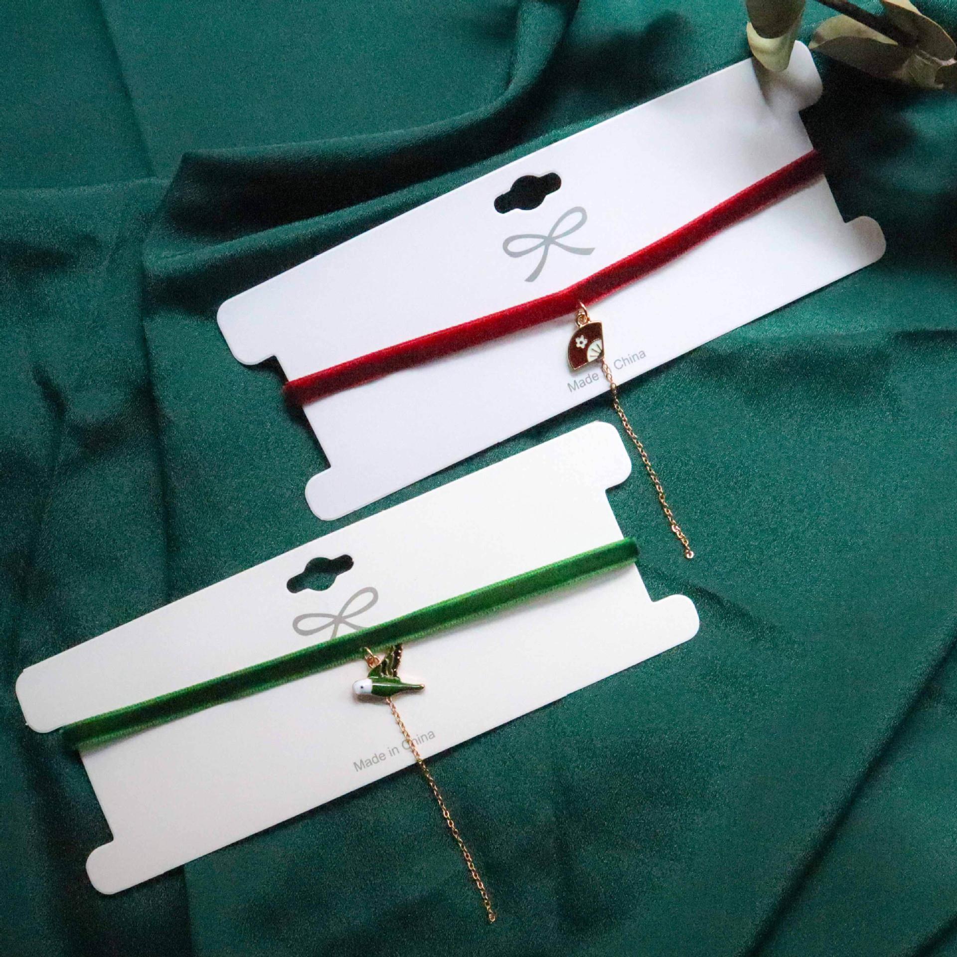 秋冬新款项链脖子饰品配饰日系少女锁骨链绿色小鸟吊坠颈链choke