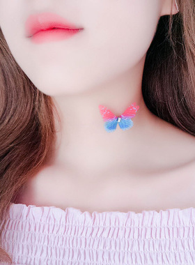 透明隐形鱼线薄纱蝴蝶女脖子饰品