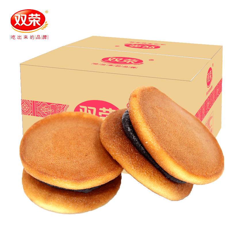 双荣红豆味铜锣烧整箱1500g礼箱小蛋糕点心送礼早餐休闲零食面包