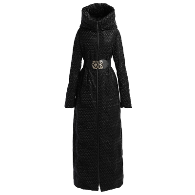 黑色羽绒服女亮面免洗超长白鸭绒