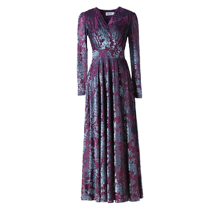 春春秋新款连衣裙长袖2025高端奢华大牌气质显瘦到脚踝大摆长裙