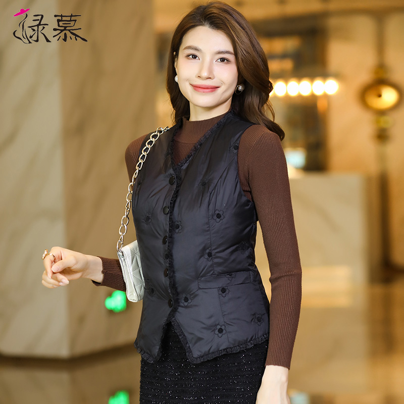 绿慕保暖显瘦马甲羽绒服