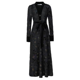 2026春春秋新款垂坠感加绒加厚连衣裙长袖收腰高级感中老年长裙