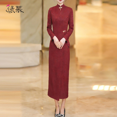 长款连身裙女2026春秋新款轻奢时尚气质显瘦高端大气喜婆婆长裙