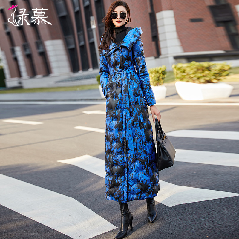 蓝色蓝色亮面免洗羽绒服女2024冬