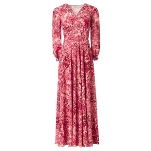 红色法式连衣裙女长袖2026春秋新款高档奢华气质收腰到脚踝长裙