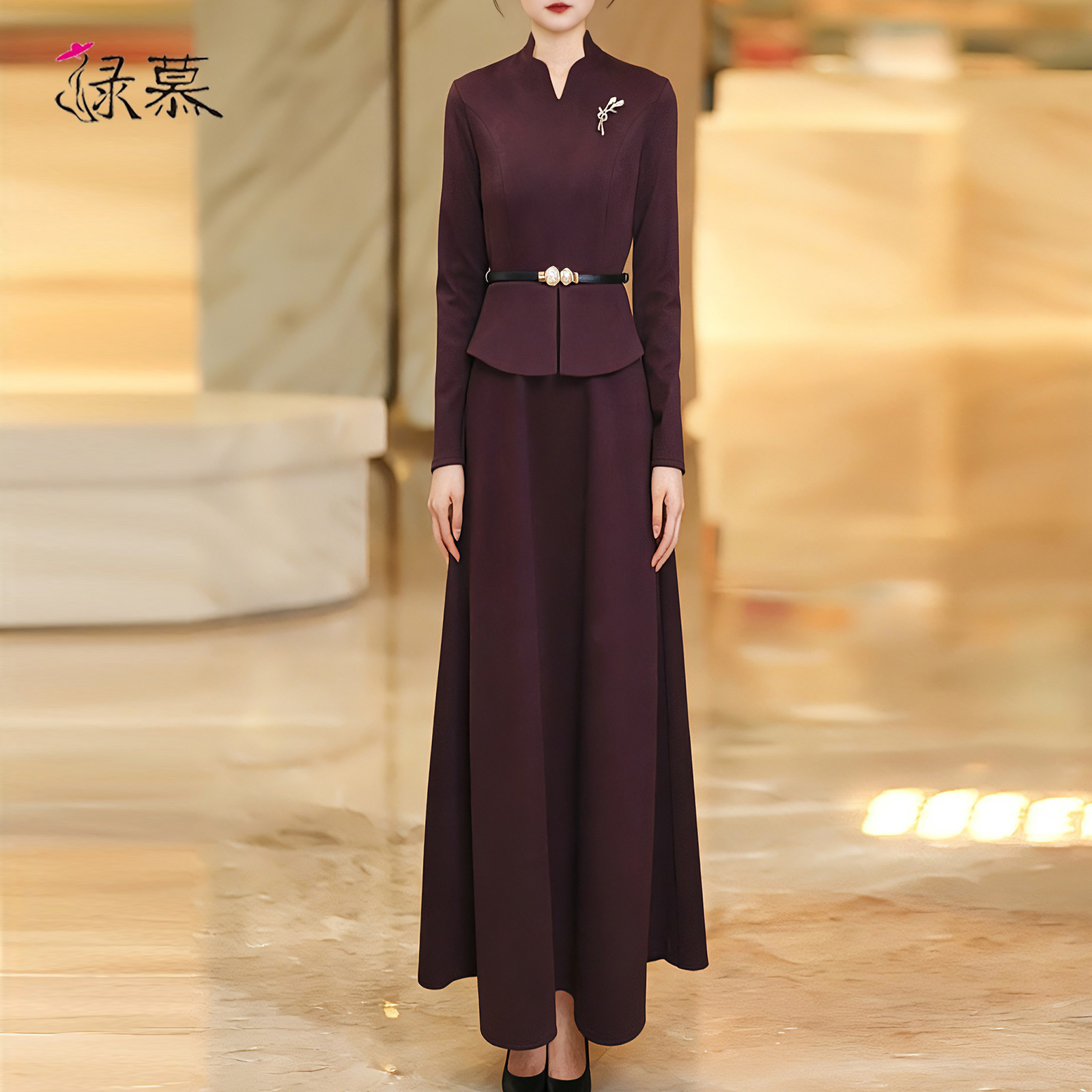 高级感假两件女贵夫人气质长裙子