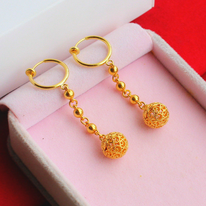 无耳洞沙金耳环镀黄金耳夹玲珑镂空球形转运珠耳坠百搭气质耳饰,饰品/流行首饰/时尚饰品新,耳夹,淘宝优惠券,粉丝福利购,淘宝优惠卷