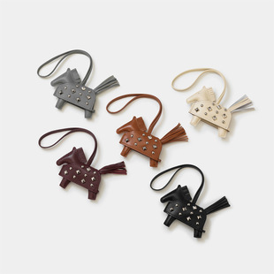 H家柳钉小马挂件撞钉小飞马挂件包包挂饰全羊皮手工缝线挂饰