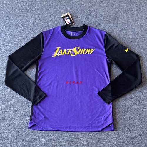 NIKE耐克正品Dri-FIT NBA湖人队男士拼接宽松训练长袖FZ0099-504