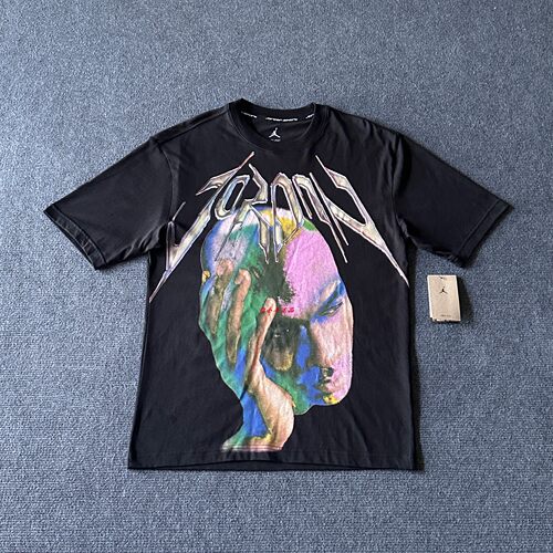 NIKE耐克正品JORDAN男士满印花时尚经典针织透气短袖HJ2349-010