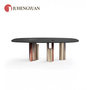 意大利Roche Bobois罗奇堡椭圆形轻奢大理石餐桌silo高端别墅饭桌