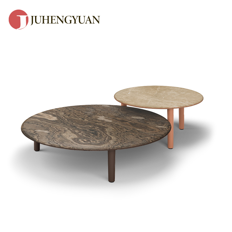 聚恒缘/2023新款TURRI意式极简简约大理石圆形茶几侘寂风咖啡桌