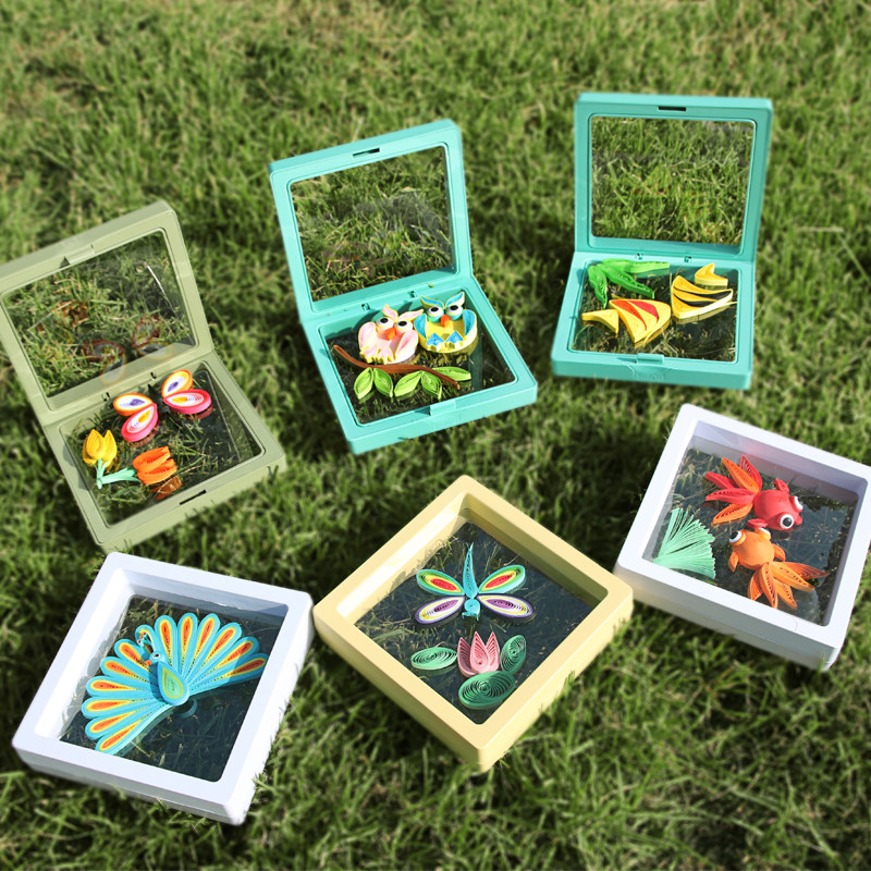 仁禾透明小方格衍纸材料包防尘摆件手工活动diy儿童教师礼品