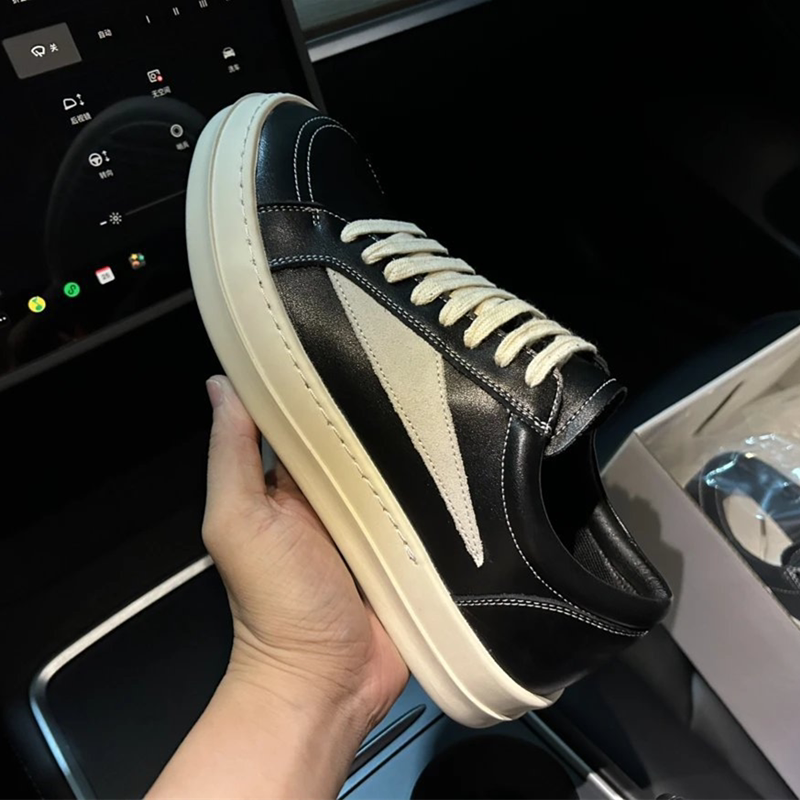 ro风男鞋低帮小三角真皮厚底复古百搭休闲板鞋女运动鞋大码45 46