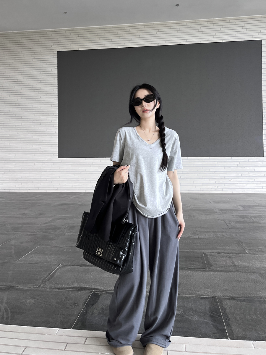 巴卜Studio深灰色山本裤女夏季宽松显瘦休闲裤长裤高腰百搭阔腿,女装/女士精品,休闲裤,淘宝优惠券,粉丝福利购,淘宝优惠卷