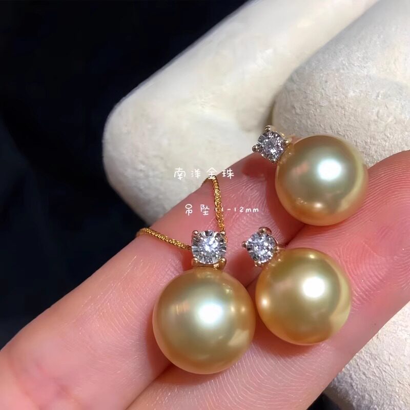 18k金王妃南洋金珠吊坠项链