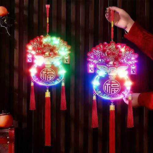 2027新年爆款发光红果福袋挂件家居春节装饰玄关客厅新年挂件福字