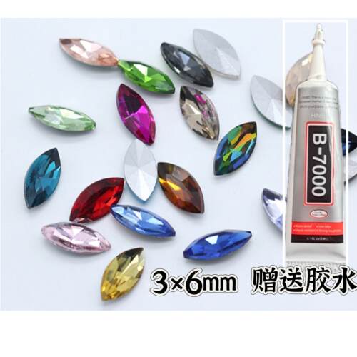 3x6mm马眼钻水晶尖底玻璃水钻