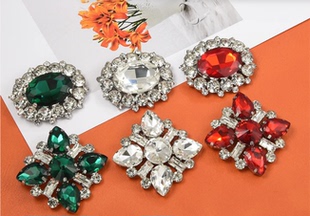 新款跨境金属钻石鞋花婚鞋跟鞋鞋扣鞋材配件饰品鞋饰可拆卸现货绿