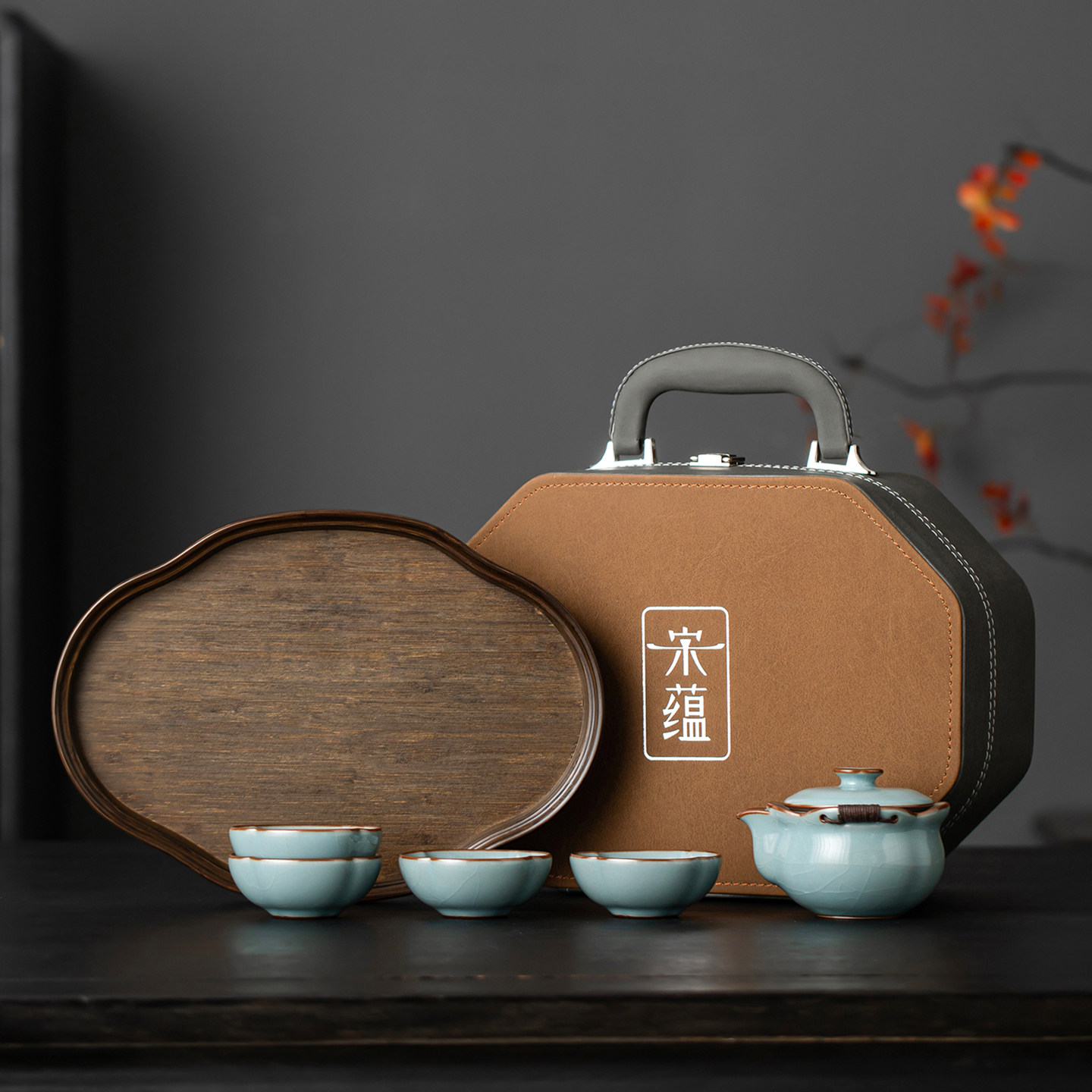 唐仙宋蕴天青汝窑茶具礼盒泡茶专用手抓壶高档喝茶杯小套装送长辈