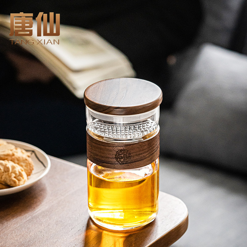 唐仙玻璃个人杯专用茶水分离泡茶杯家用办公室过滤功夫茶具主人杯