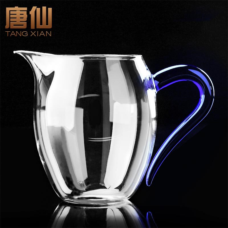 唐仙带把公道杯玻璃分茶器大容量公杯加厚倒茶器单个倒茶杯分茶杯