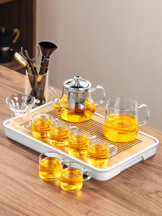 玻璃茶具套装全套家用轻奢高档功夫喝茶杯泡茶壶小茶盘办公室会客