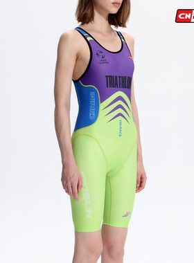 女子铁人三项运动比赛服西铁三TRI-RACE联名款紫色专业骑行连体服