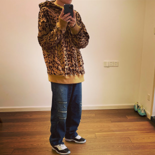 TRACK BTTJOB LEOPARD FLOCKY 豹纹针织斗篷套头卫衣外套 HOODIE
