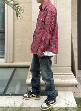 BTTJOB VINTAGE LUMBER CHECK SHIRT 贝壳纽扣红衬衫#纯棉