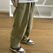 陈冠希卡其绿长裤 BTTJOB pants触手可及 Cotton 宽松裤 Washed