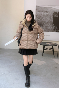 现货秋冬韩版休闲减龄印花羽绒服 178/907/P255/K358图片