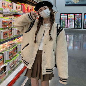 新款现货！羊羔毛棒球服外套休闲风浙宝180A/货号8855/p175控258图片